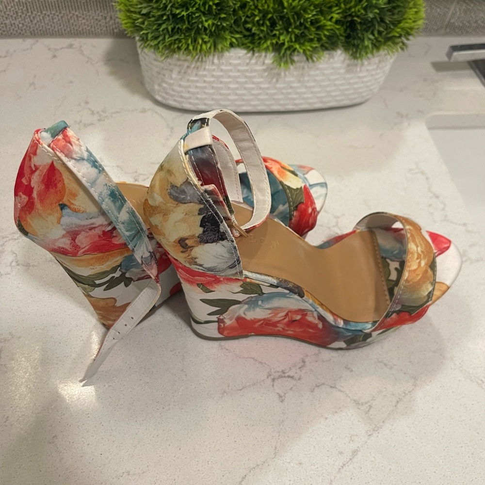 Floral Print Wedges